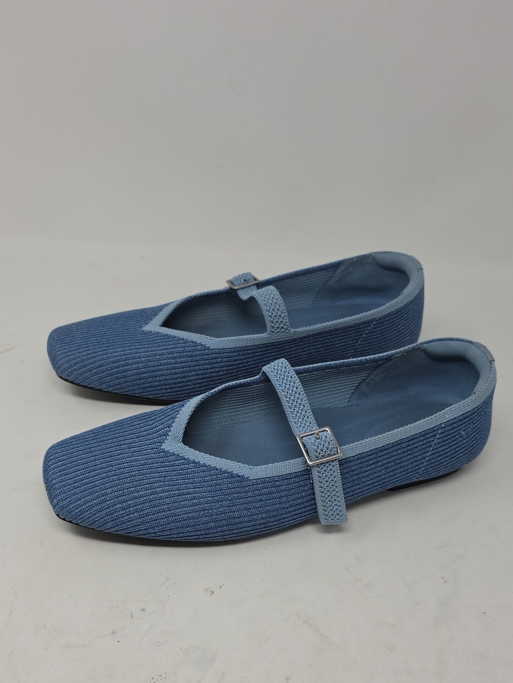 Vivaia Margot Mary Jane Flats Women's Denim Blue Square Toe Washable Size 41=9.5
